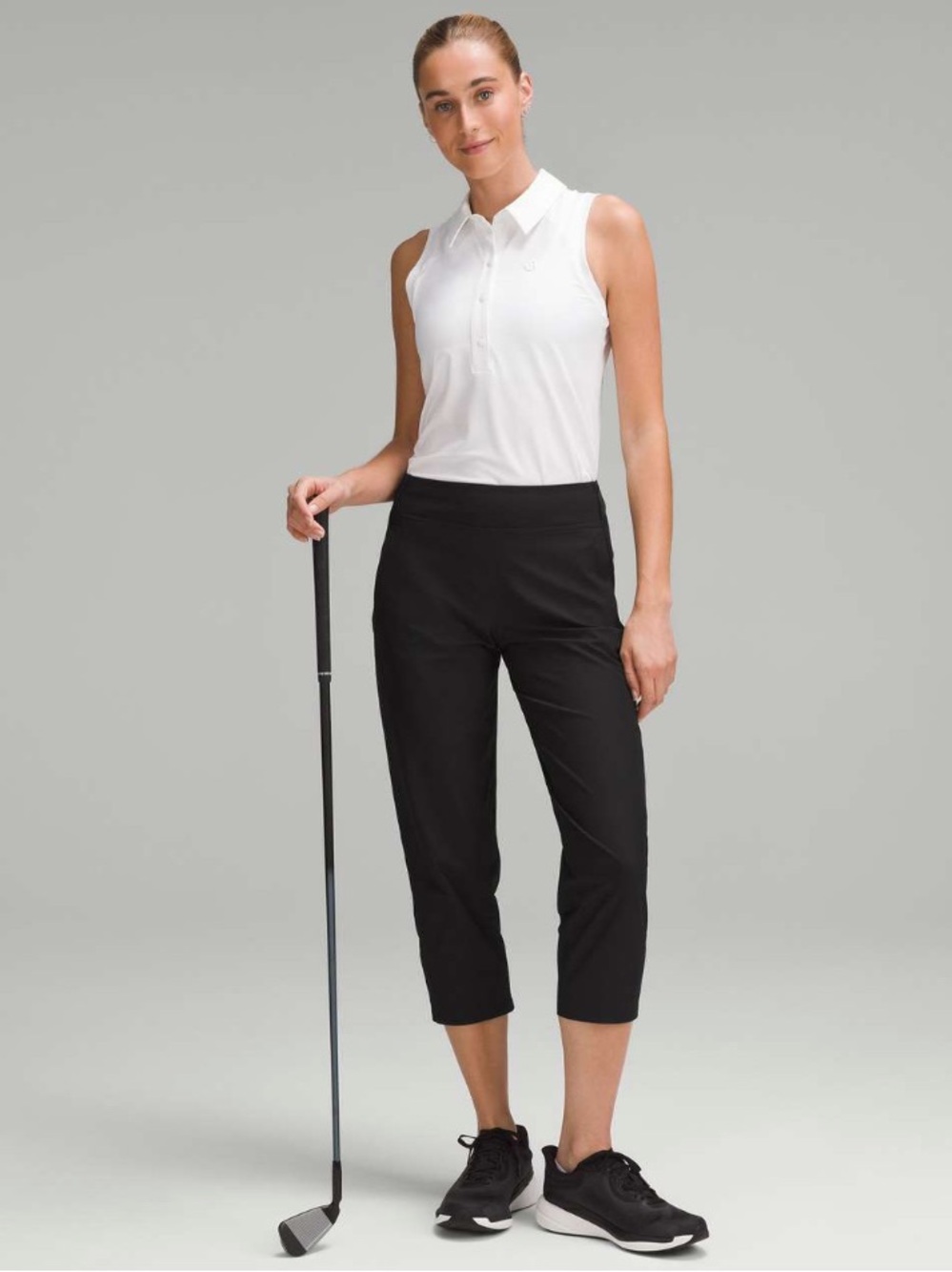 Lululemon Warpstreme Multi Pocket Mid Rise Cropped Golf Pants Cool Black Size 14